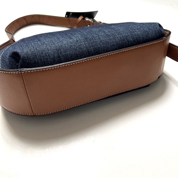 NWT TRUE RELIGION Denim Shoulder Bag Studded Horseshoe Blue Hobo Embellished - Picture 7 of 10